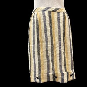 Anthropologie Edme & Esyllte sz 10 striped with button hem lined Linen skirt